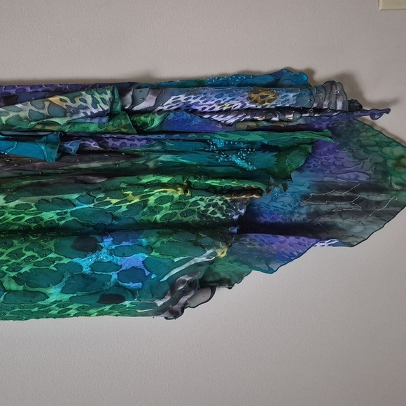 Vintage Camila Elbaz Multicolor Whimsy Fairy Spaghetti Strap Silk Dress, Size M - Picture 5 of 11